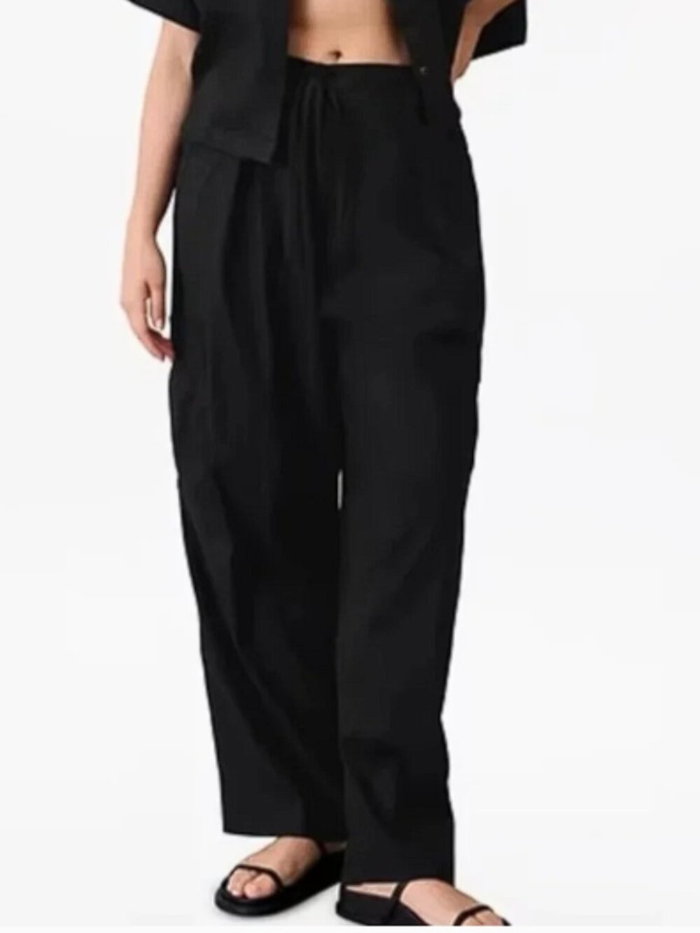 Athleta Paradise Straight Leg Cargo High Rise Pants (S) Black Linen Blend NWT!